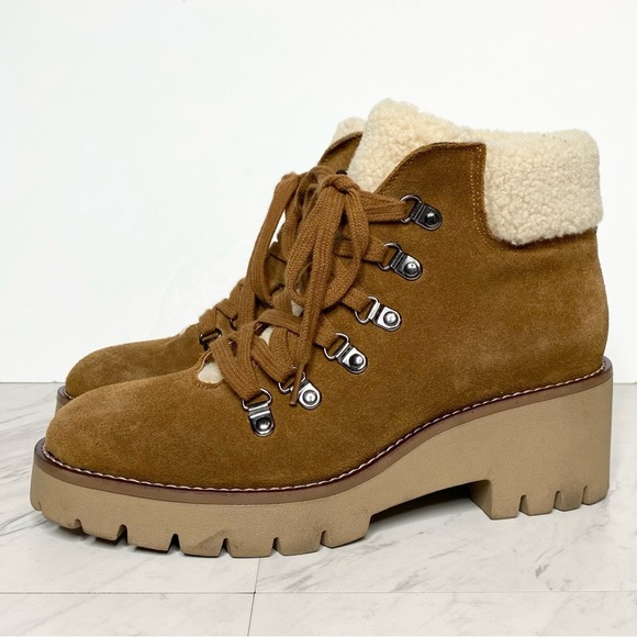 Blondo Devin Waterproof Lace Up Suede Camel Bootie 7M - Picture 1 of 15